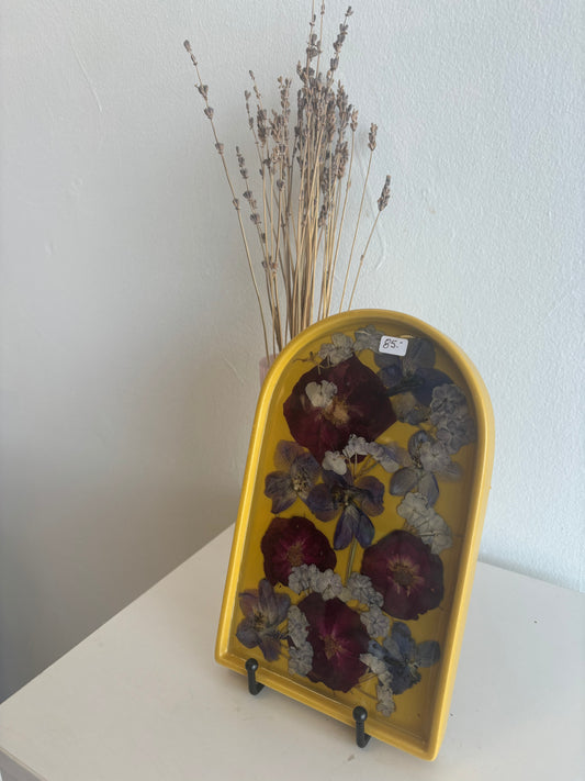 Dark Yellow Floral Ceramic Tray