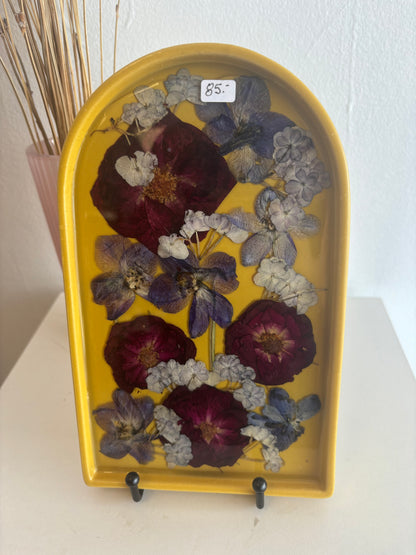 Dark Yellow Floral Ceramic Tray