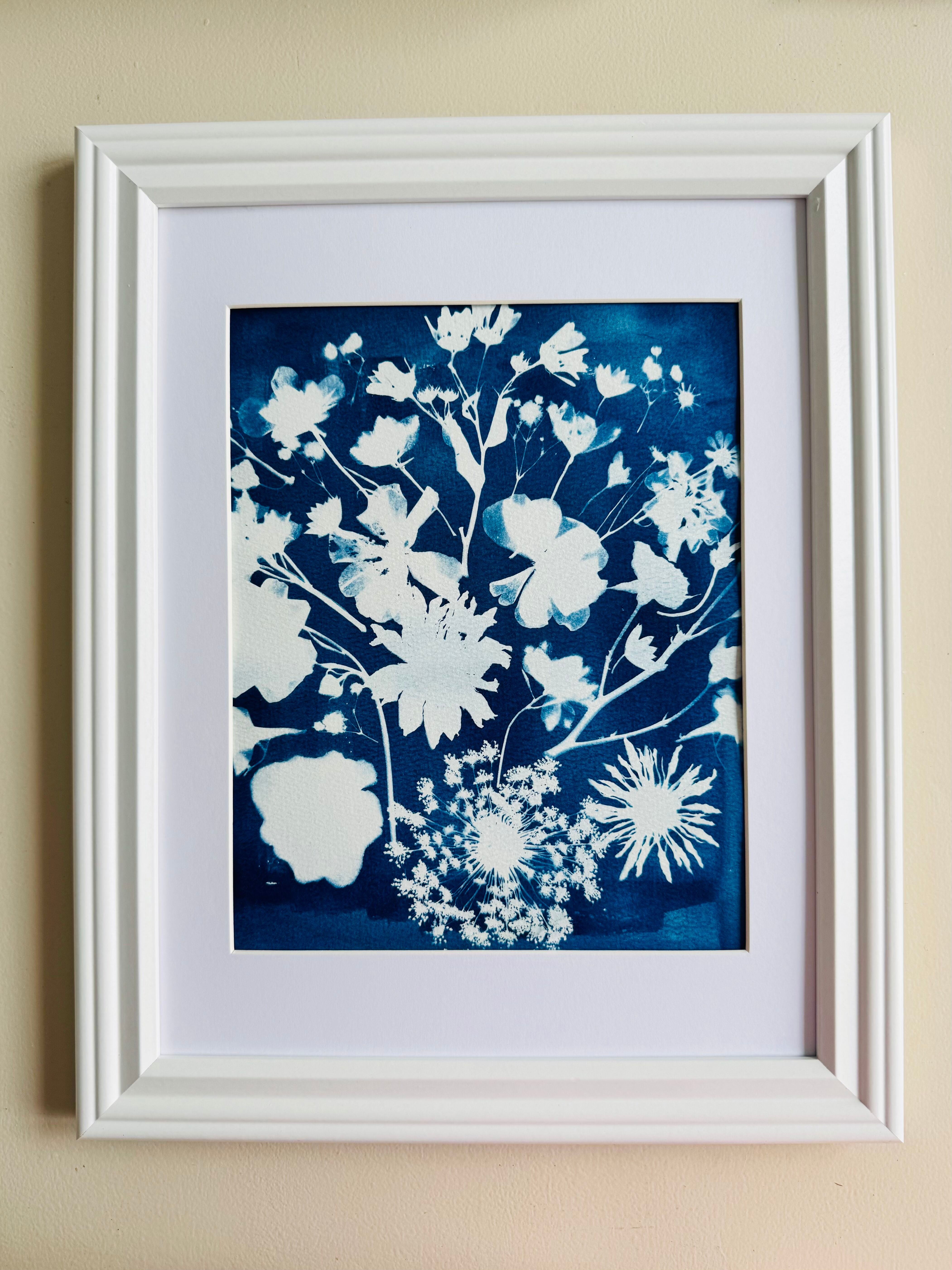 Floral Cyanotype Art-Blessed And Pressed