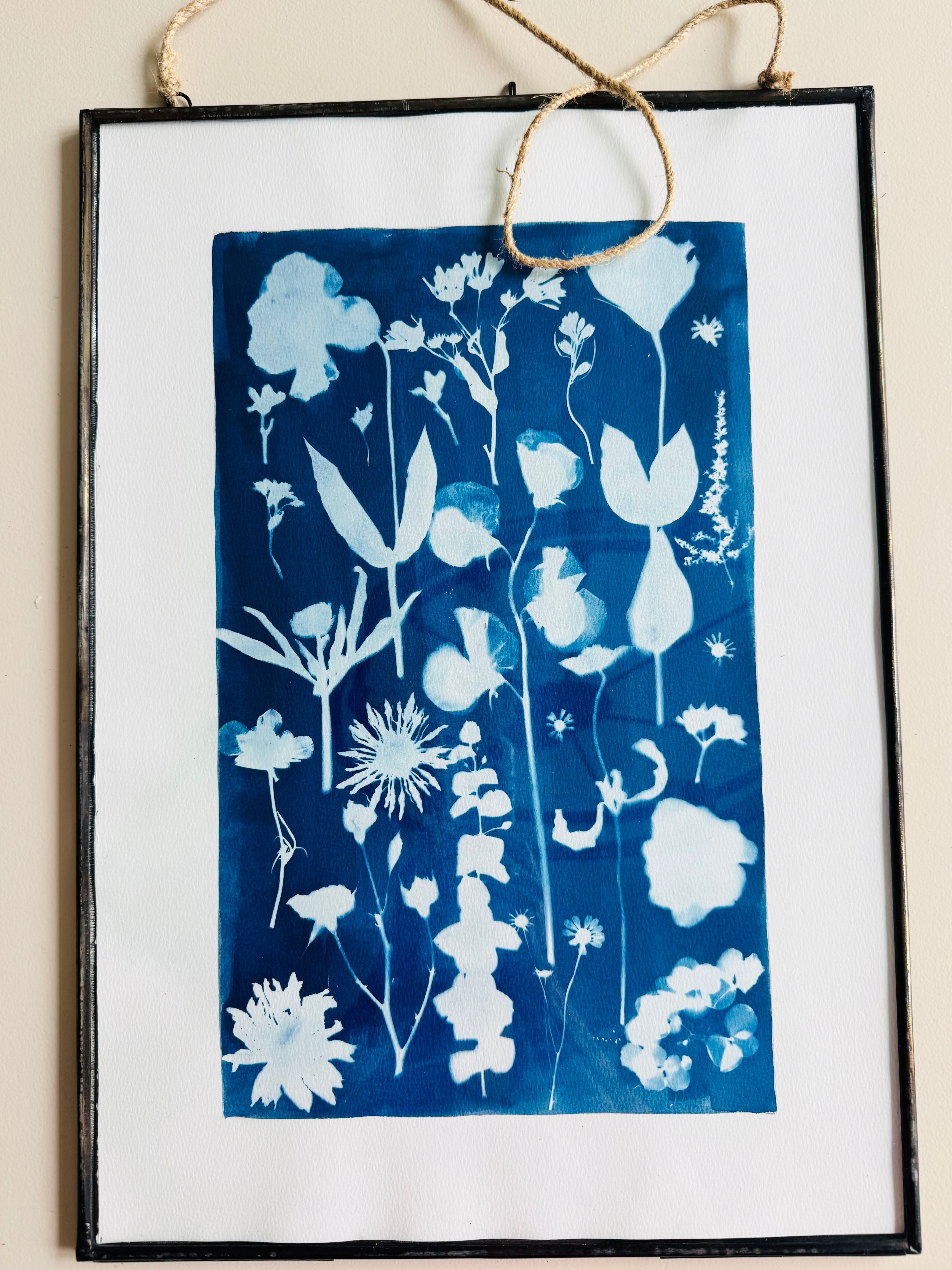 Floral Cyanotype Art-Blessed And Pressed