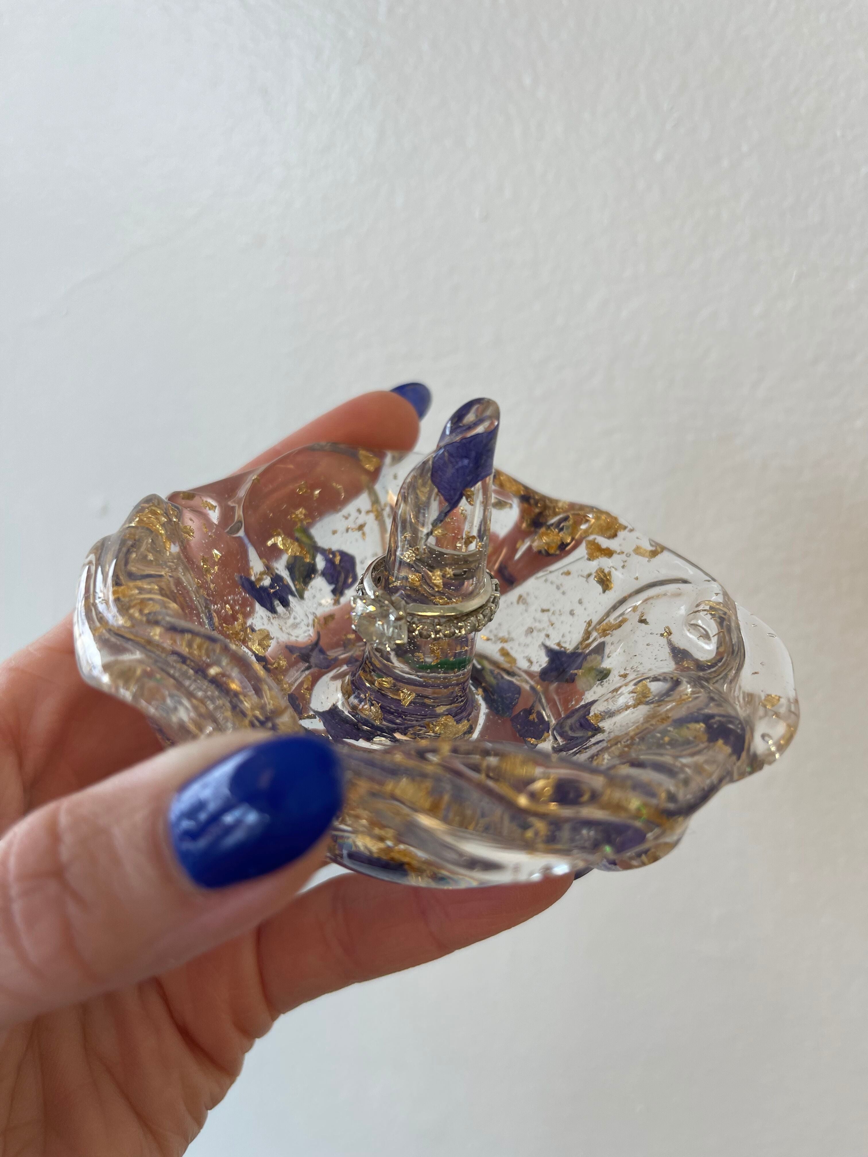 Ring Holder With Floral Dish-Blessed And Pressed