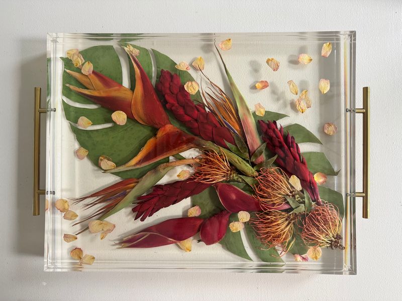 Acrylic Tray With Resin-Blessed And Pressed