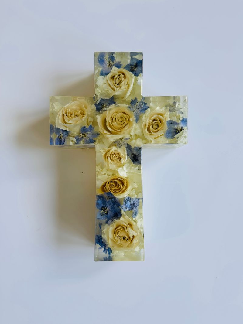 Floral Cross-Blessed And Pressed