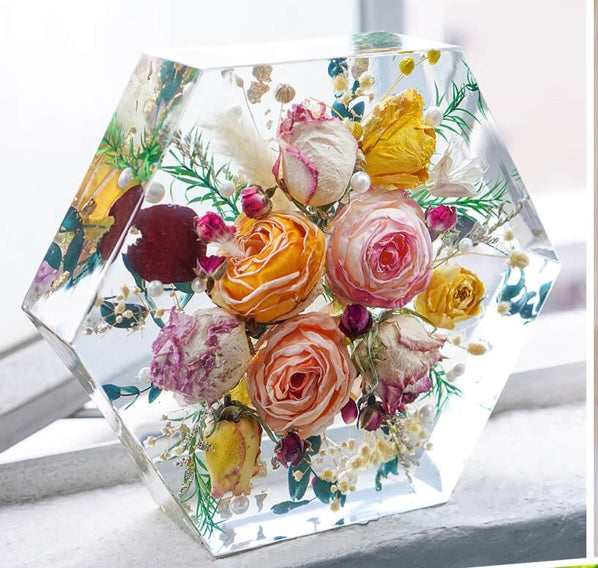 9 Hexagon-Blessed & Pressed Floral Preservation